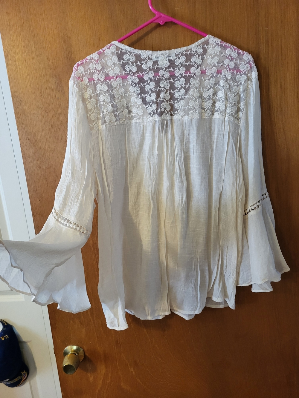 JohnPaulRichard Cream Lace Yoke Bohemian Blouse - Picture 3 of 3